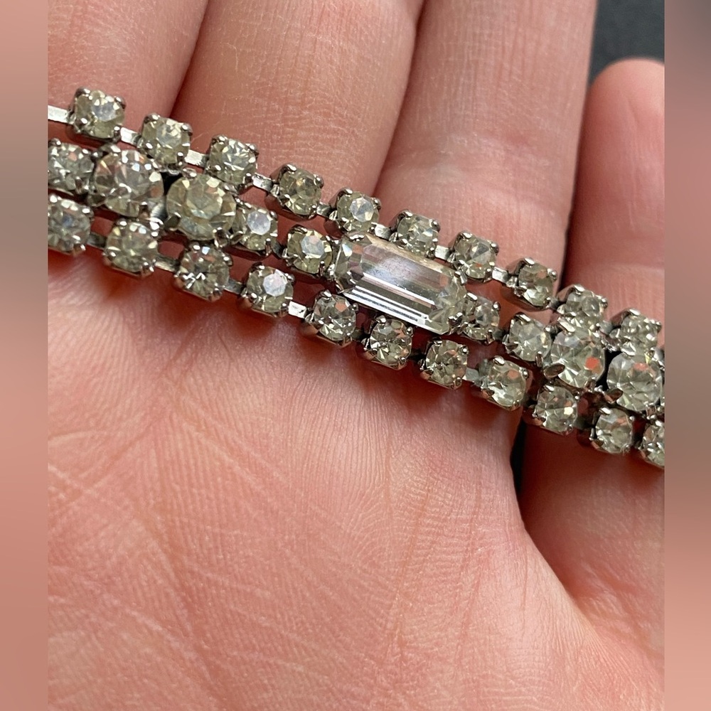 Tennis bracelet silver tone rhinestone vintage - Picture 11 of 11